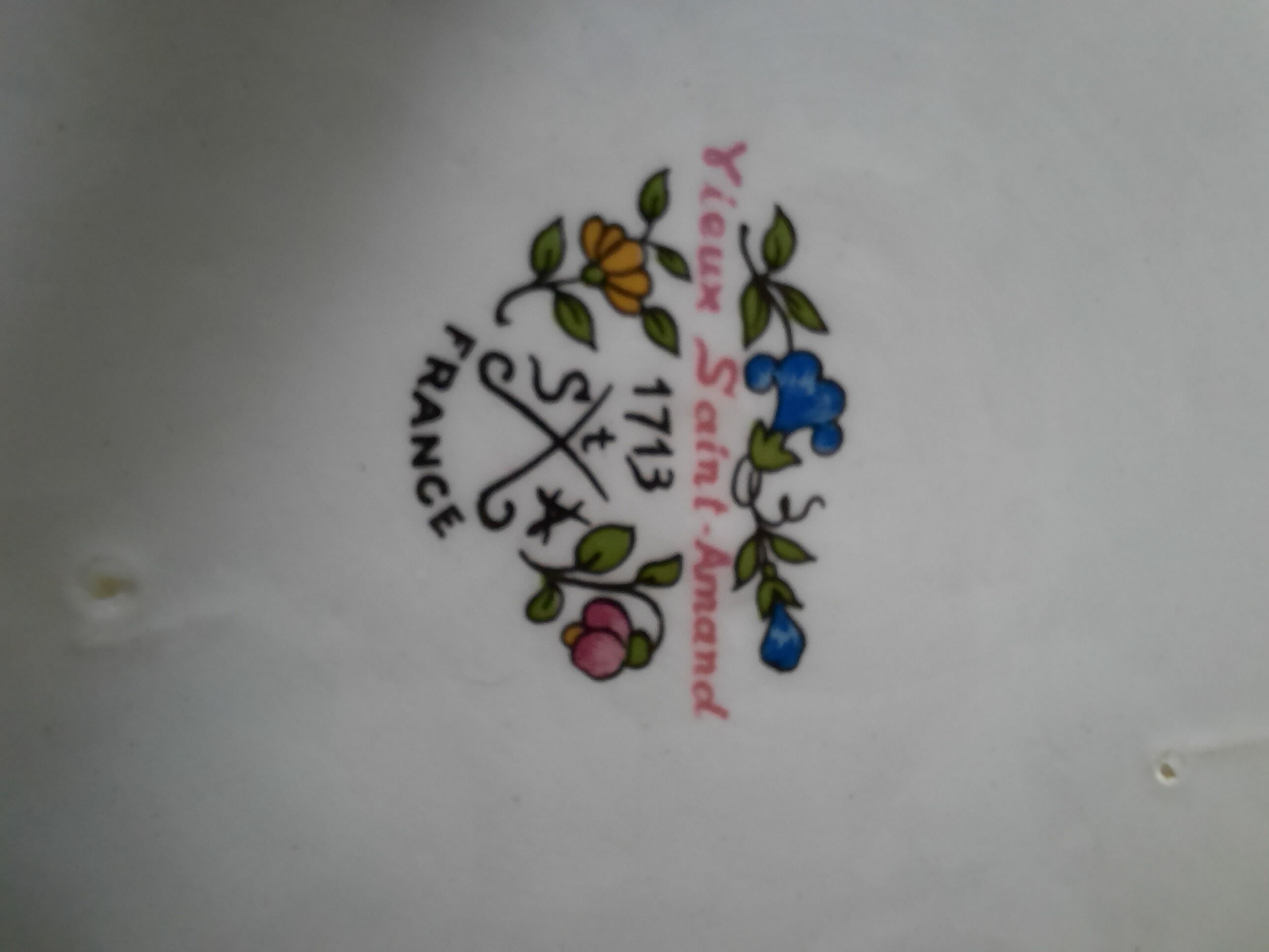 Ceramic salad bowl Old Saint-Amand – floral decoration – very good condition