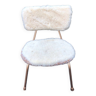 Vintage sheep wool children's chair