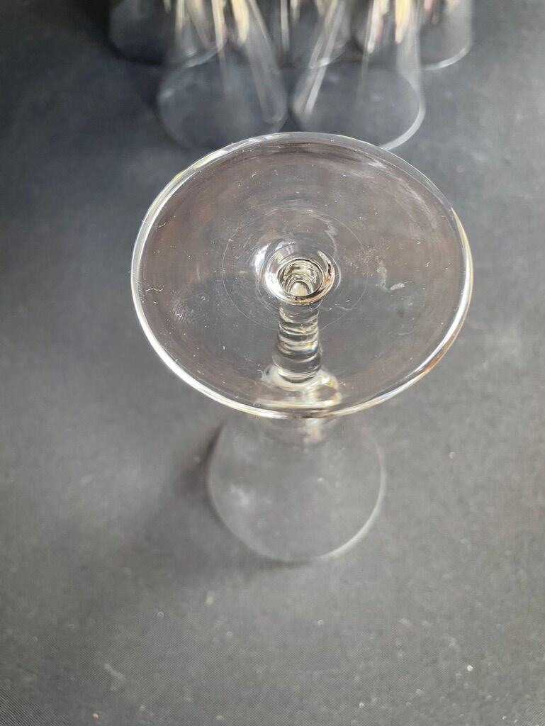 Conical foot glasses (6) - art nouveau - plain light blown crystal
