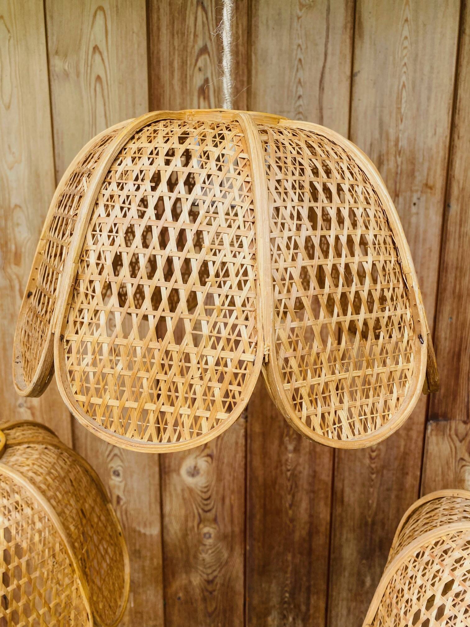 Paire de Suspension en rotin vintage