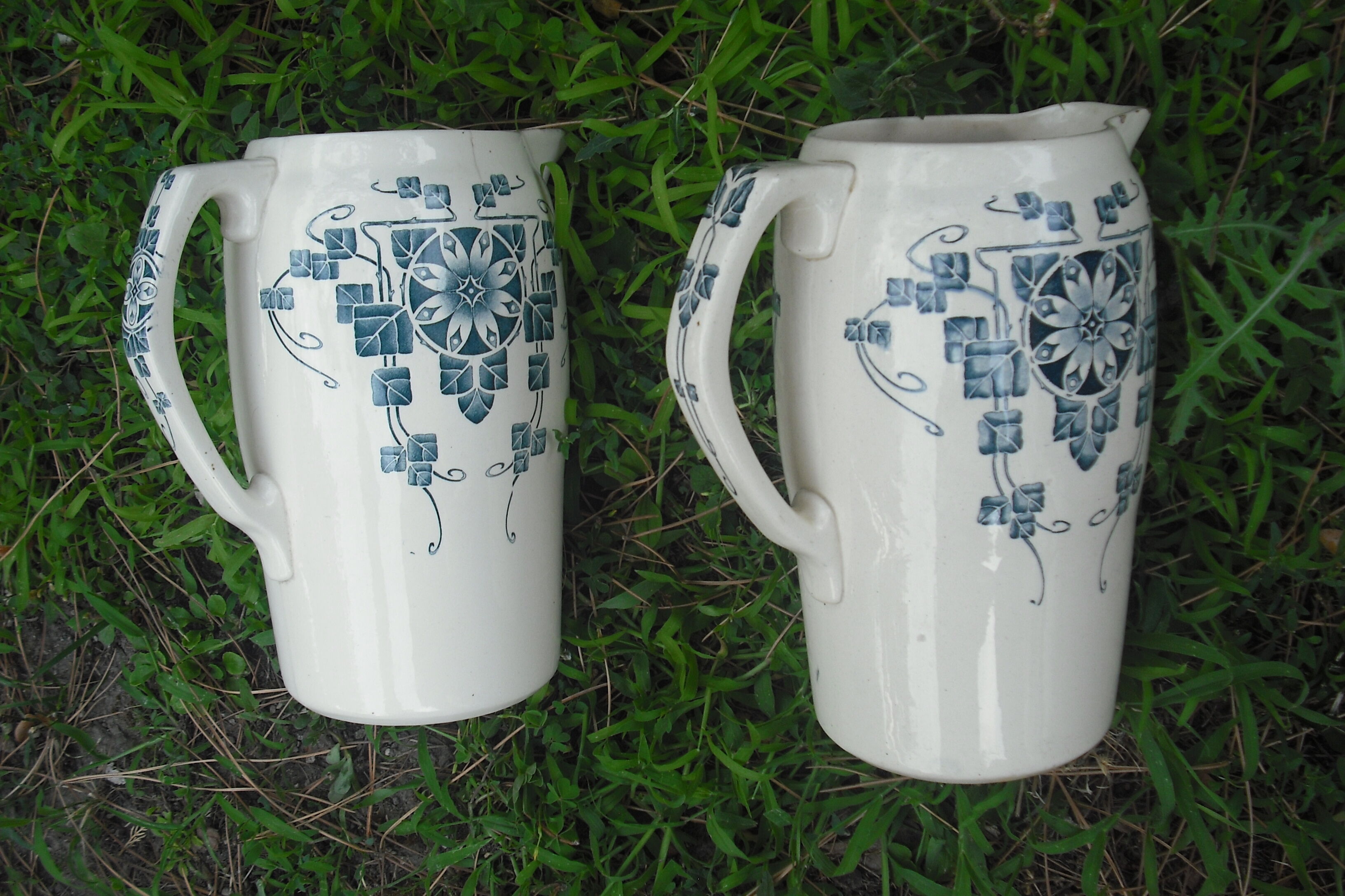 Two earthenware water brocs "Carmen" Longchamps