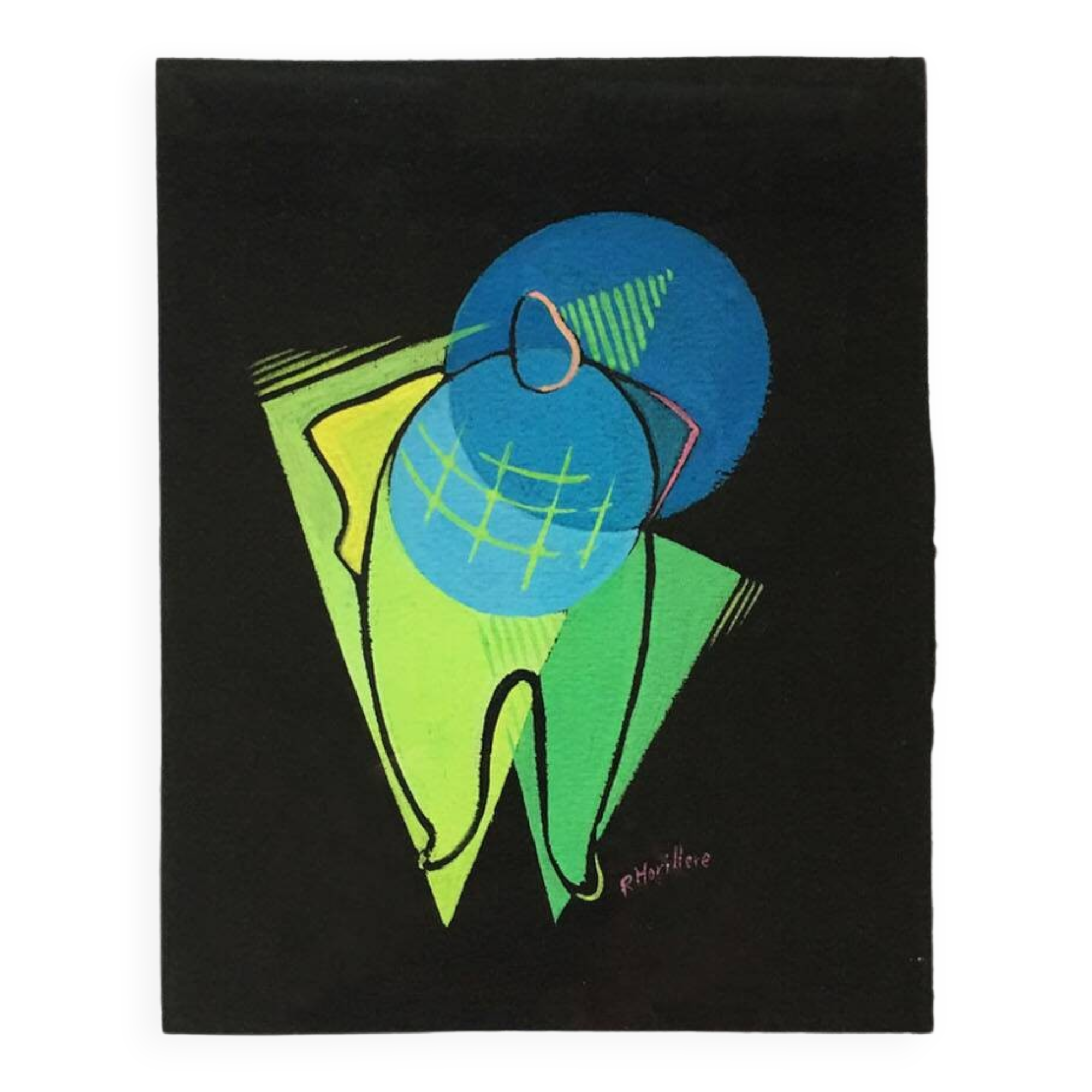 Small cubist painting. France, 1950s.