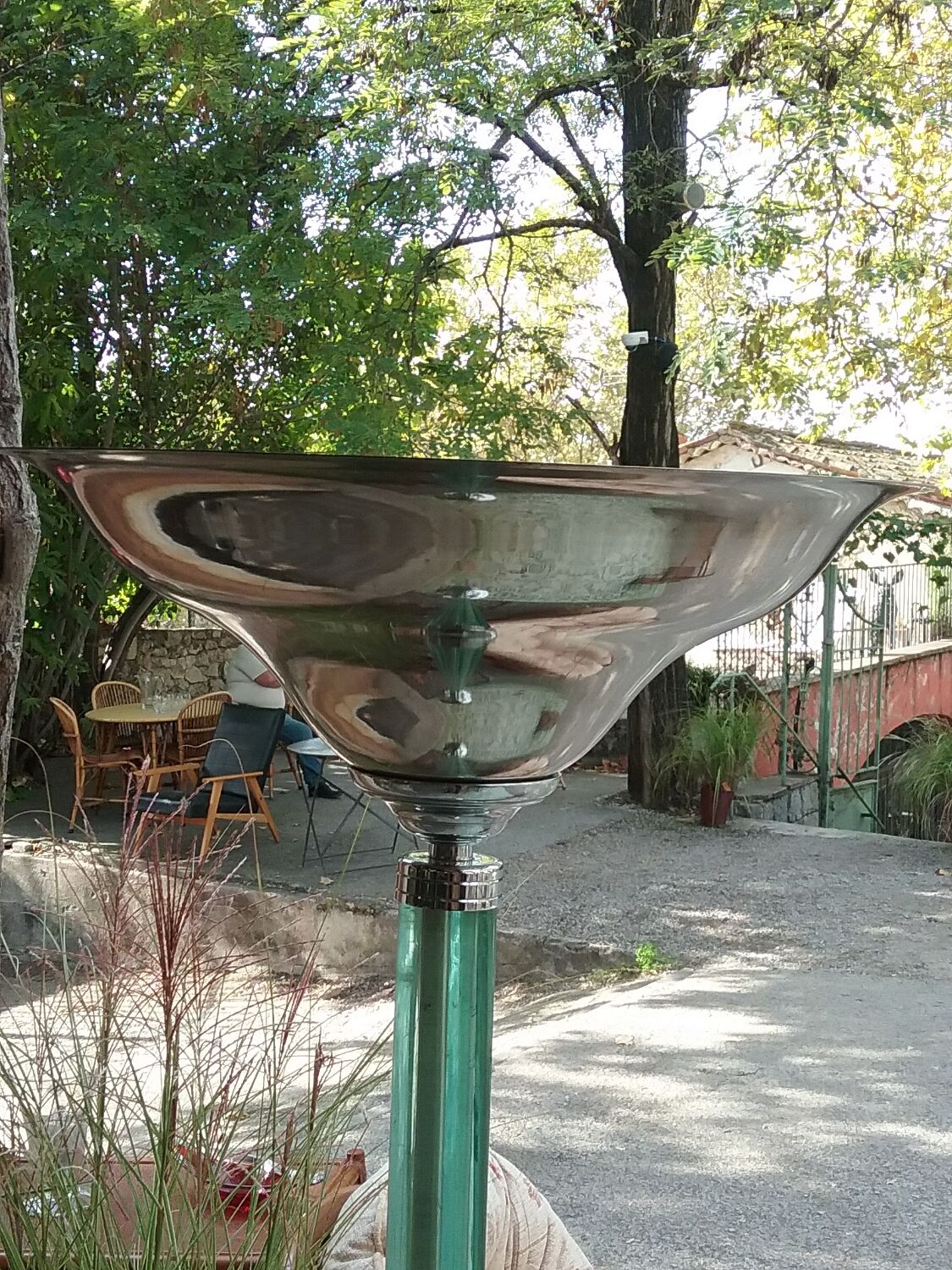 Vintage floor lamp in glass and chrome