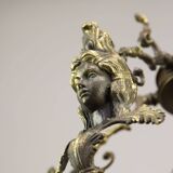 Vintage Patinated Bronze Figural Pendant Lamp