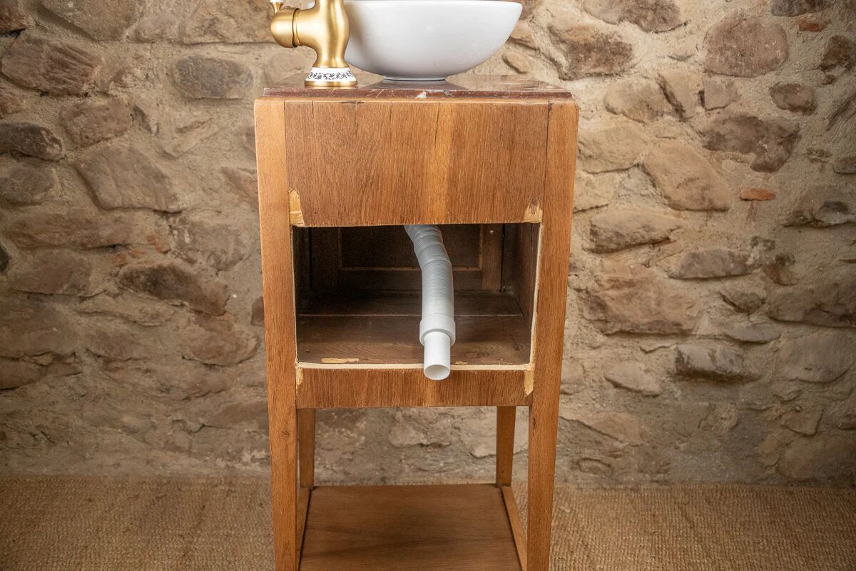 Antique wooden and red marble washstand (Art Deco style)