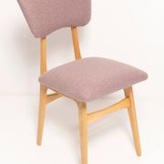 "Butterfly" dining chair, boucle pink wool, light wood