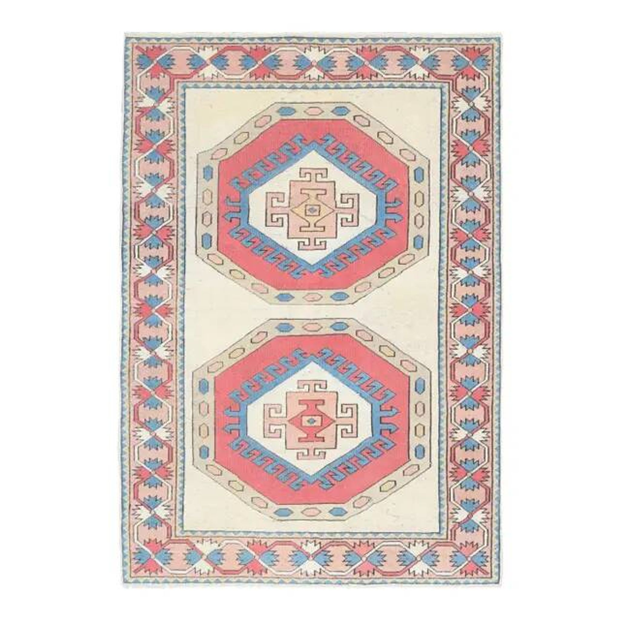 Vintage Turkish Oushak Handmade Wool Cotton Red Area Rug 150x218