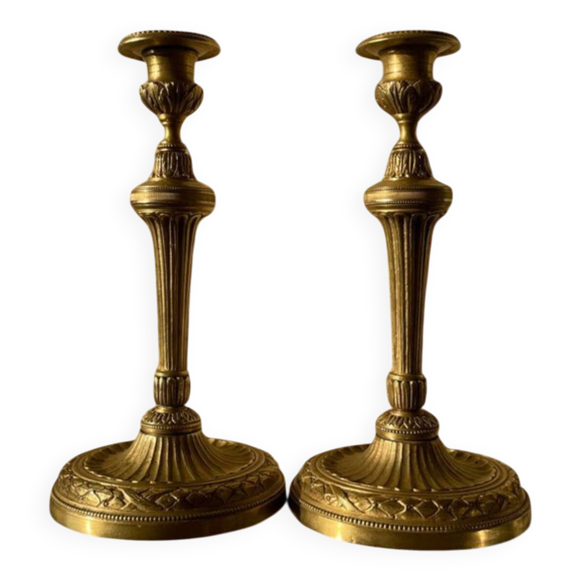 Pair of bronze candlesticks, Louis XVI style, late 19th – early 20th century
