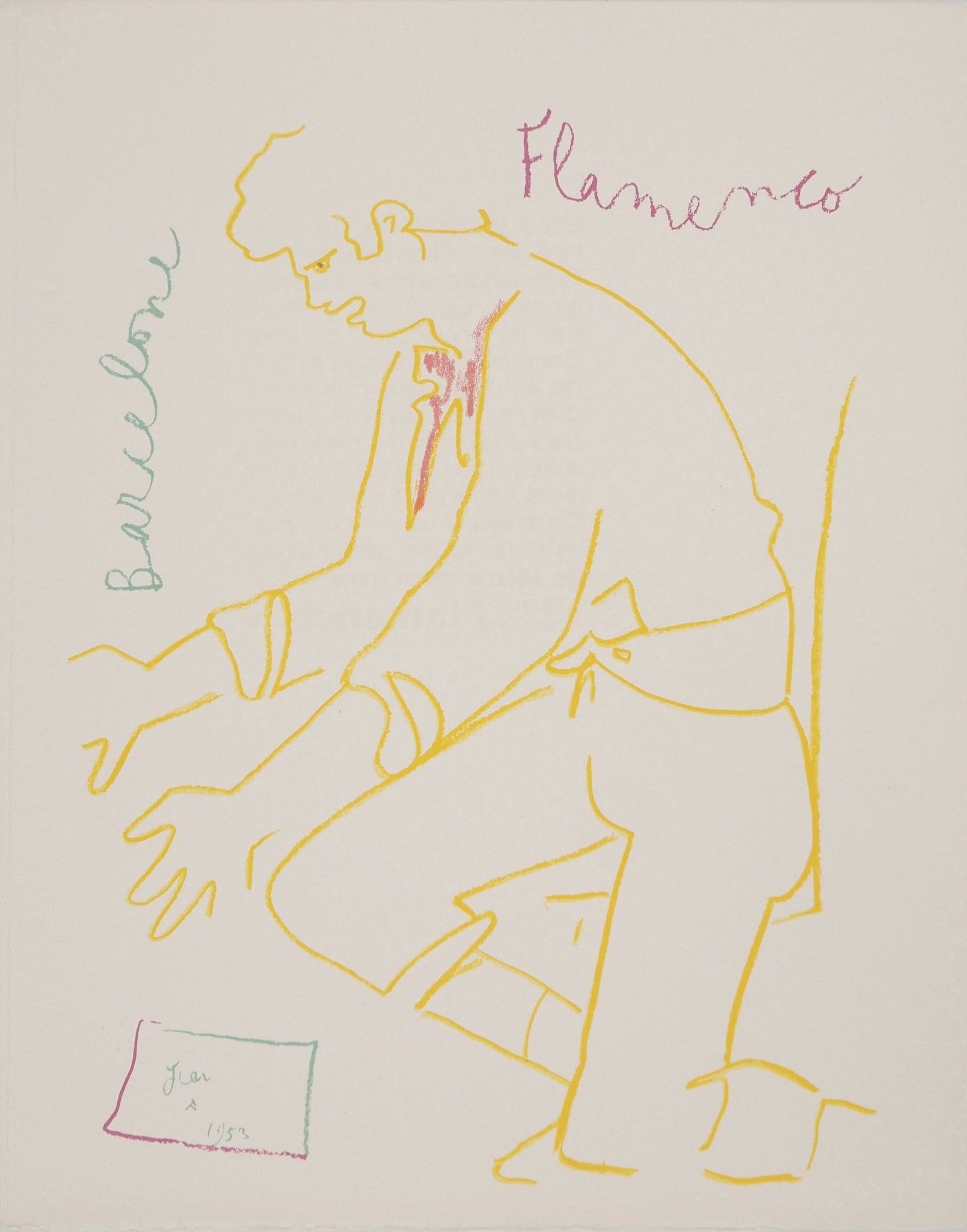 Jean Cocteau : Lettre de Barcelone, lithographie originale signée