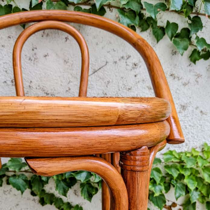 2 rattan and canning bar high chairs