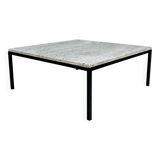 Mid Century Minimalistic Steel and Travertine Coffee Table, 1960s