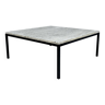 Table basse minimaliste vintage en acier et travertin, 1960s