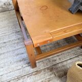 Elm and leather armchair Maison Regain