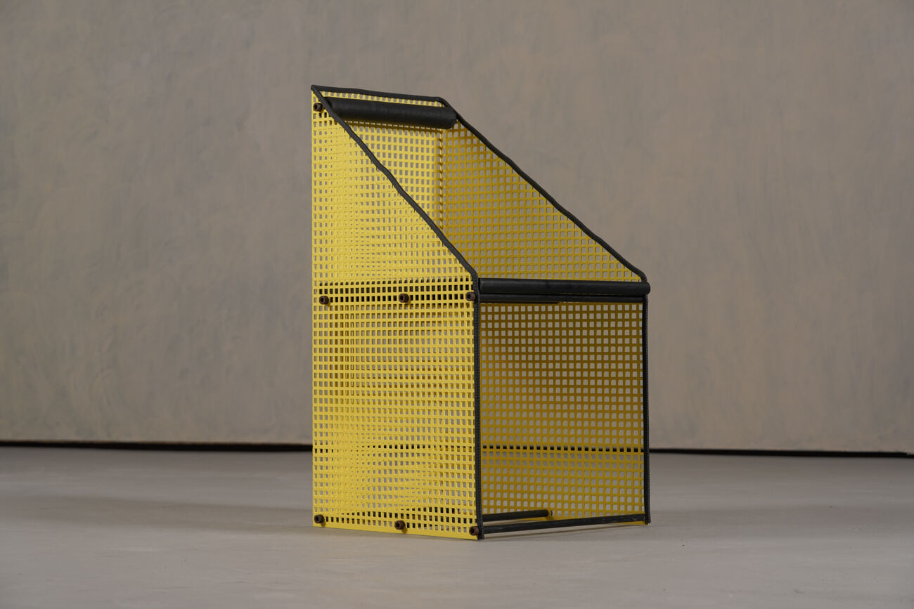 Vintage Memphis yellow metal chair by Peter Preller, Germany 1980s