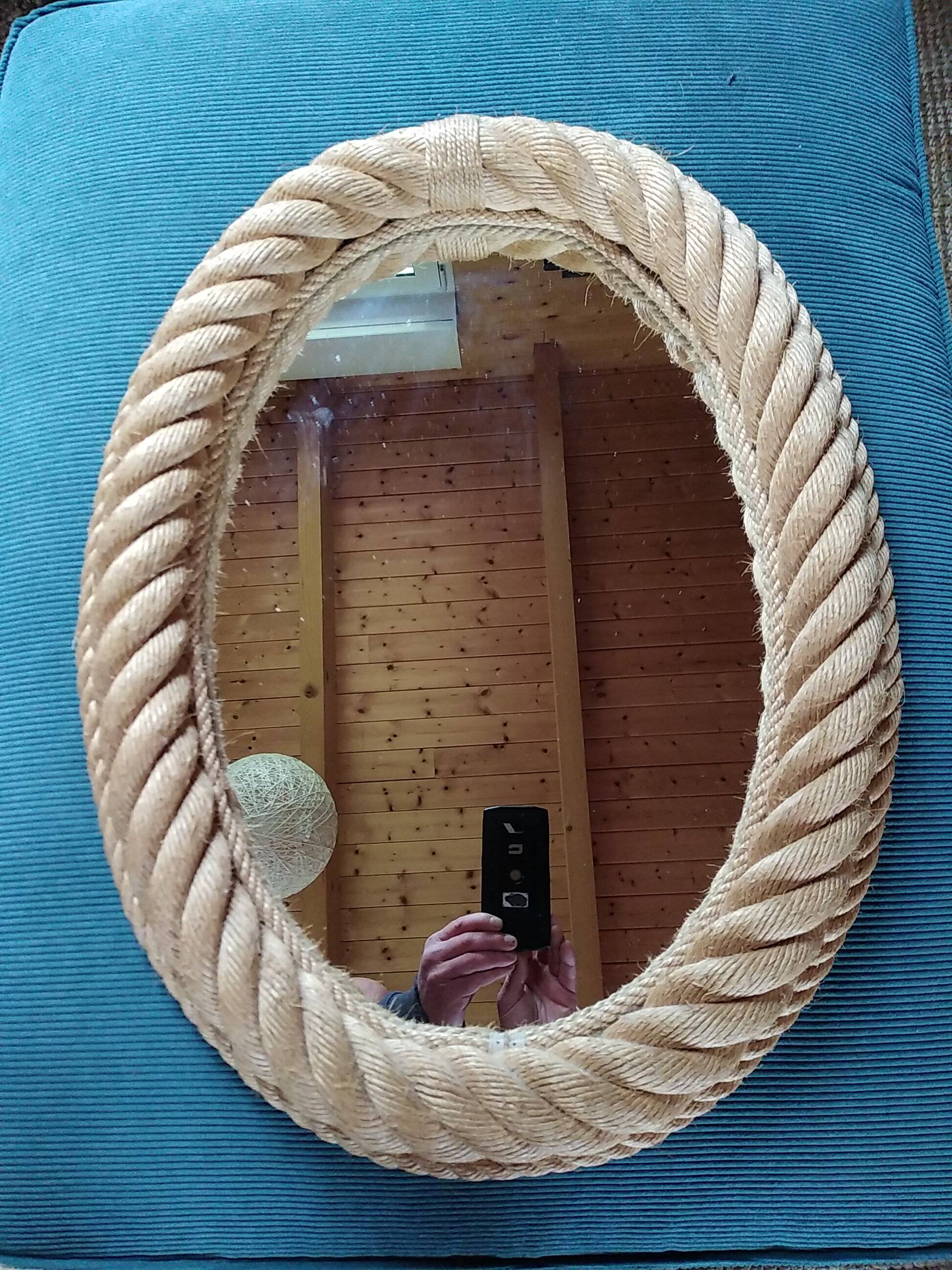 Vintage oval rope mirror. 65 x 50 cm.