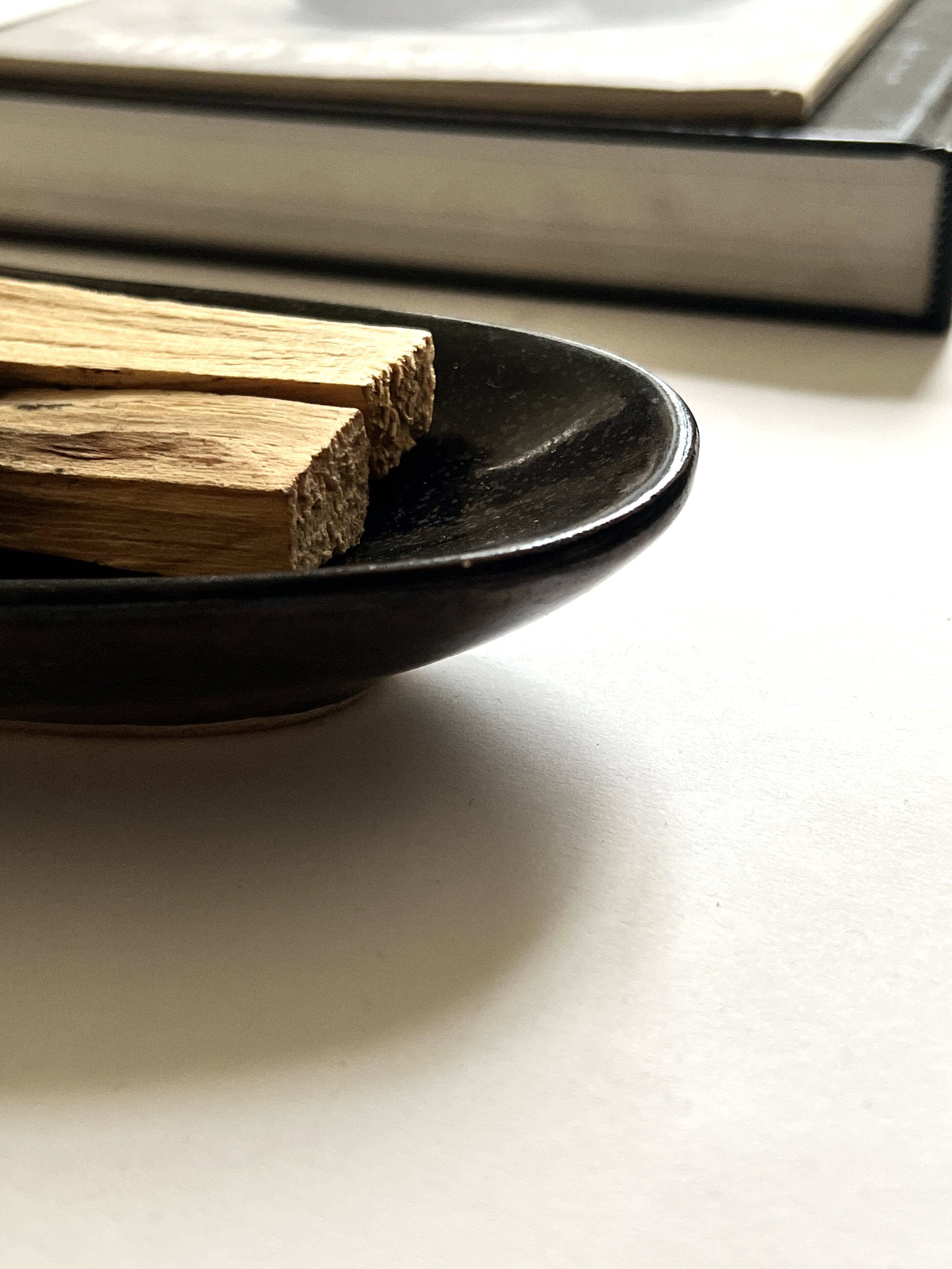 Black glazed ceramic catchall, 1950s design