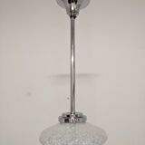 Art Deco glass suspension from Clichy, speckled white, France circa 1920.