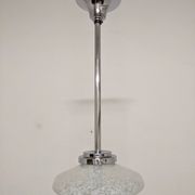 Art Deco glass suspension from Clichy, speckled white, France circa 1920.