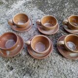 6 tasses et sous tasses à café en grès