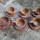 6 tasses et sous tasses à café en grès
