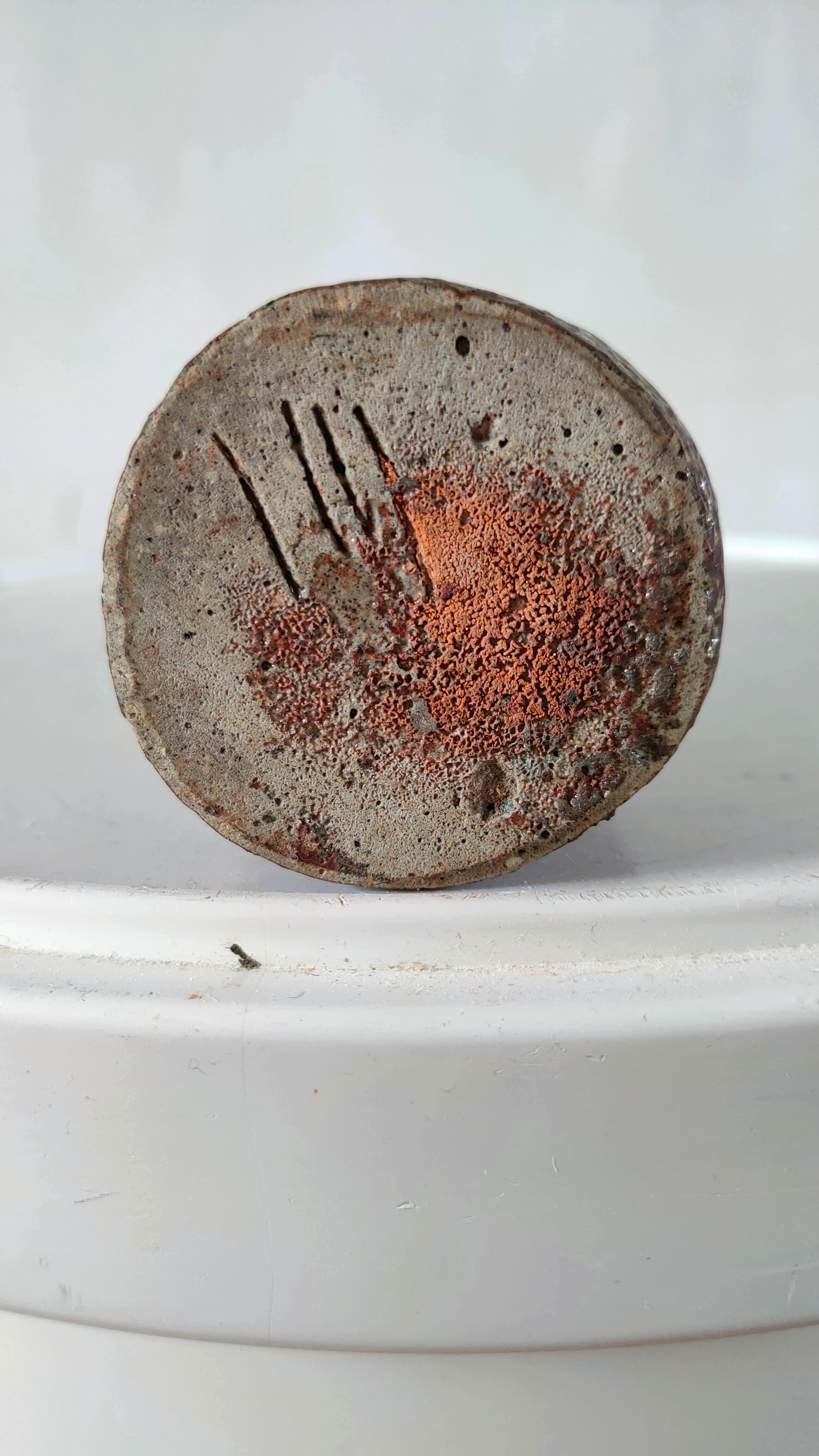 Stoneware roller vase with design decoration 70s