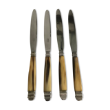 Twelve Art Deco horn and silver knives