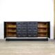Midcentury Modern Brutalist Sideboard In Black Carved Wood And Chrome, Belgium, 1970s
