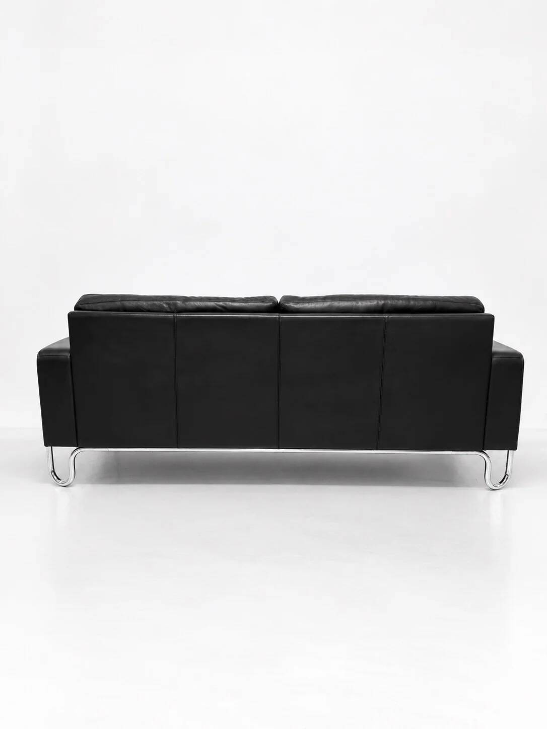 3-seater sofa W.H. Gispen for Dutch Originals, black leather and chrome