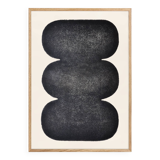 Peinture sur papier - tableau abstrait noir b130 - signé Eawy