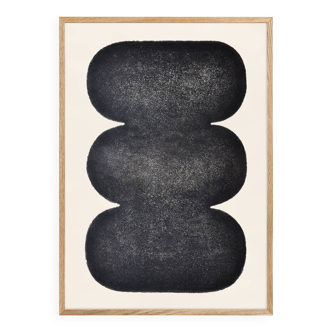 Painting on paper - black abstract painting b130 - signed Eawy