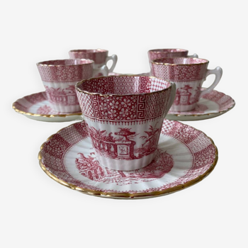 Set of 5 Lunéville “K and G” cups and saucers