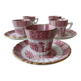Set of 5 Lunéville “K and G” cups and saucers