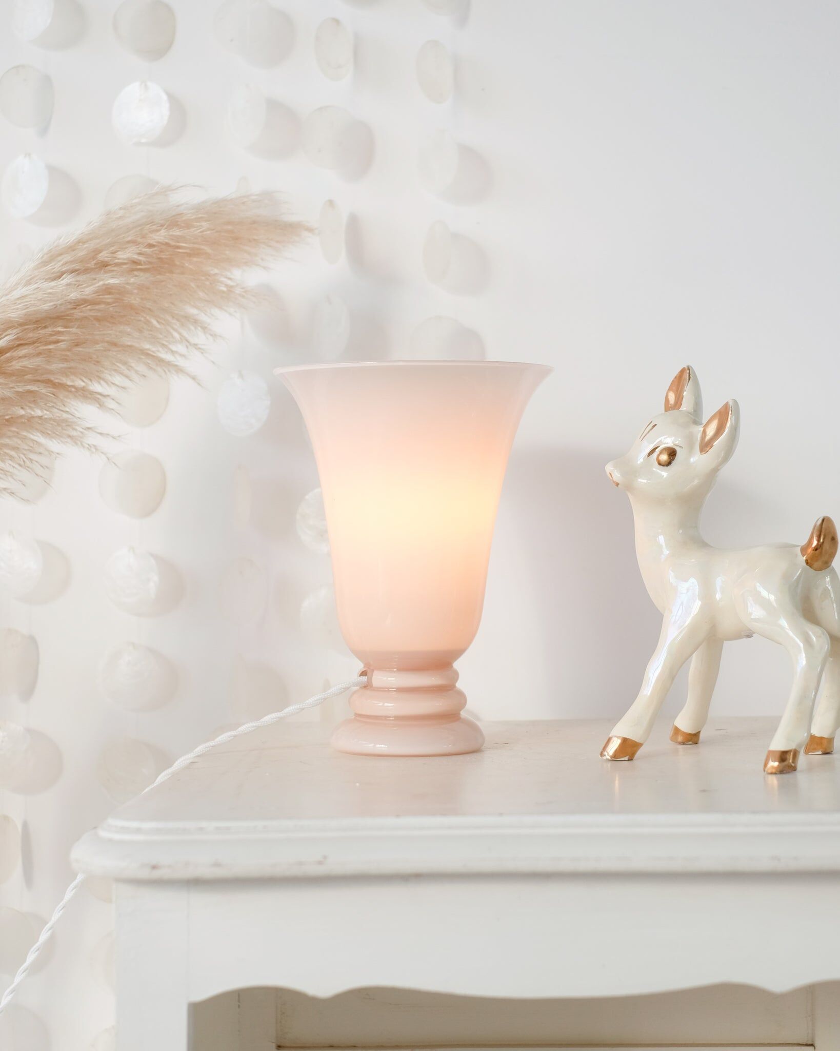 Pink opaline basin lamp