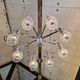 Large ceiling light/chandelier in chrome metal and blown bubble glass, 1970s.