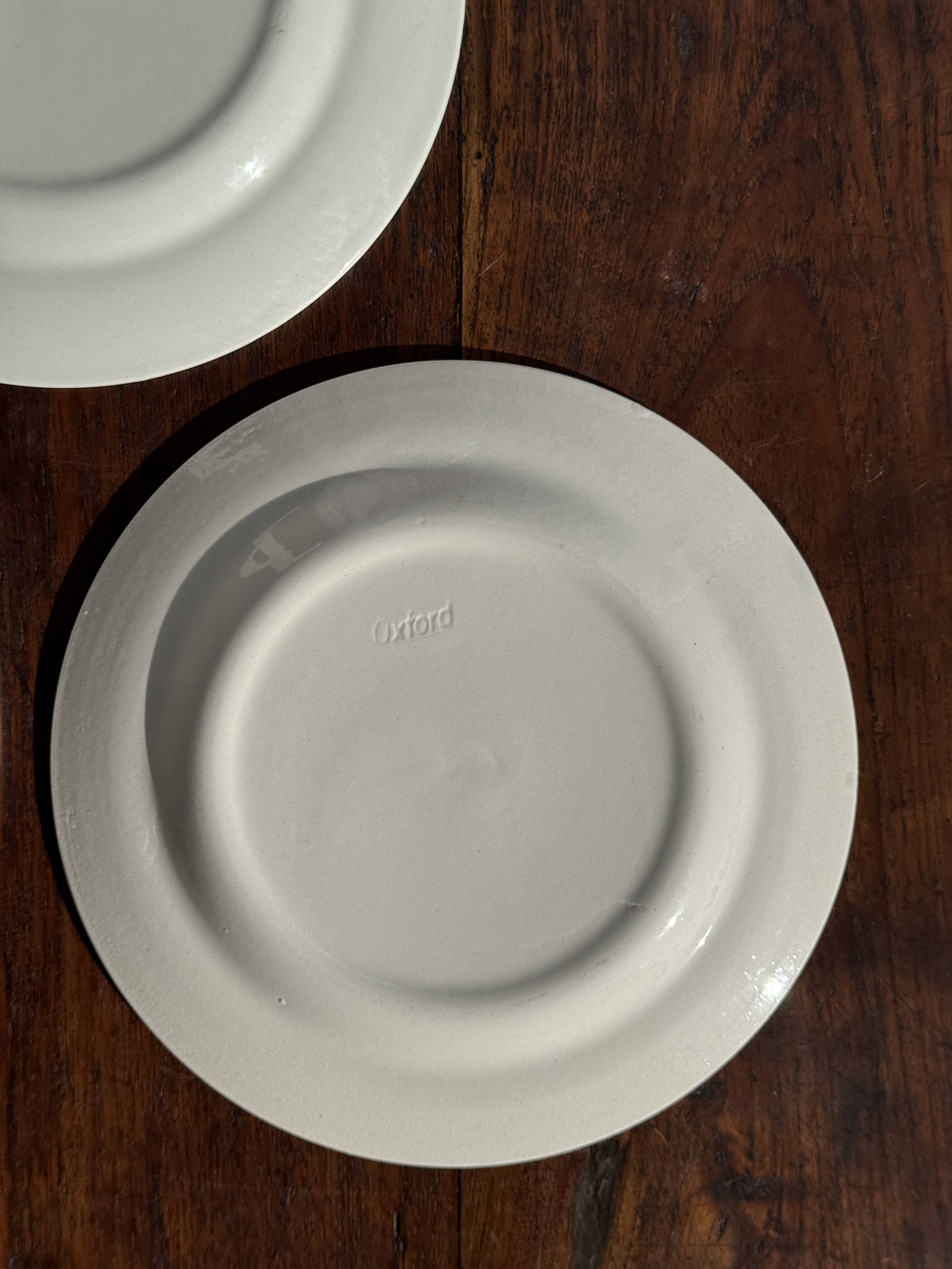 Lot de 3 petites assiettes à dessert frise de fleurs bleues pas de marque