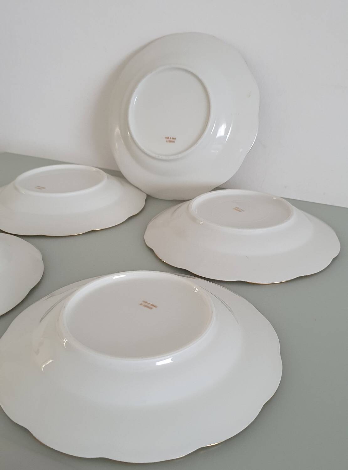 Set of 5 Limoges enameled porcelain plates