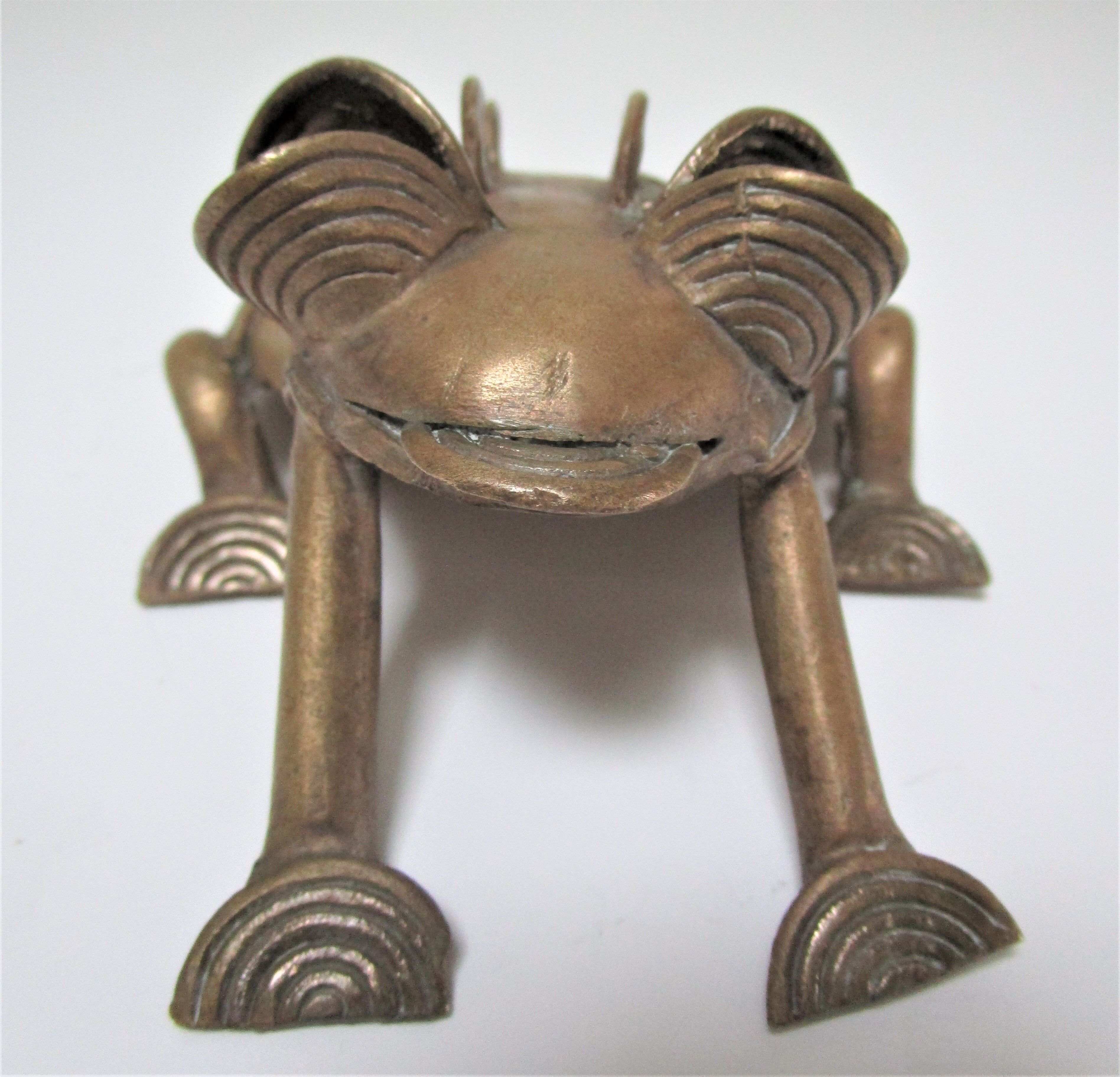 Sculptural frog brass vintage African art