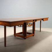 Antique Art Nouveau table in mahogany and glass, Italy, 20th century.