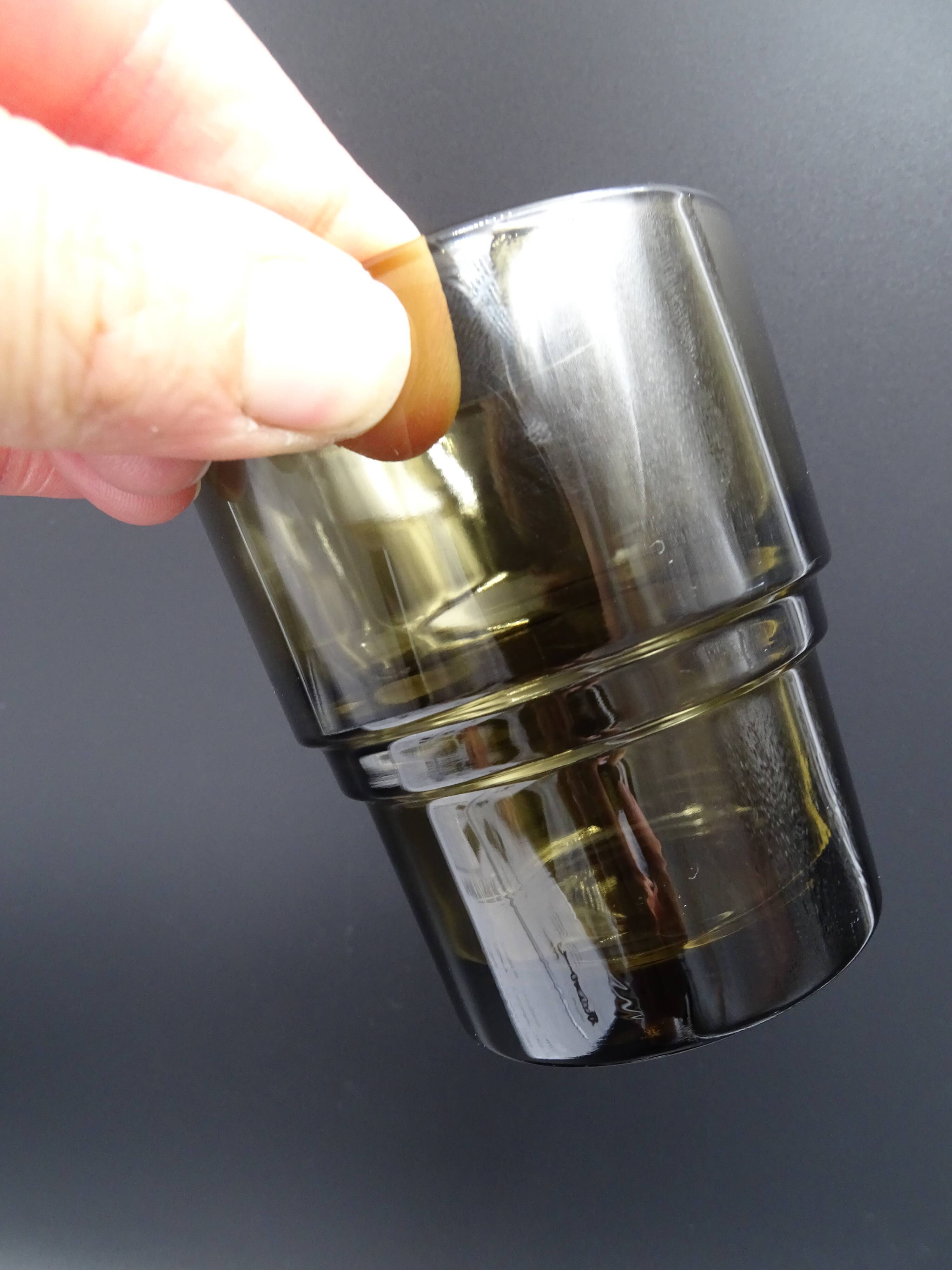 Set of 6 smoked glasses of the brand vereco - around 1970