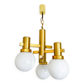 Vintage brass and opaline chandelier, 1970s, in the style of Sciolari.