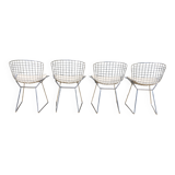 4 chrome Bertoia chairs with cushion
