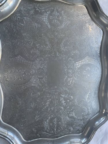 Large chiseled metal top vintage floral pattern