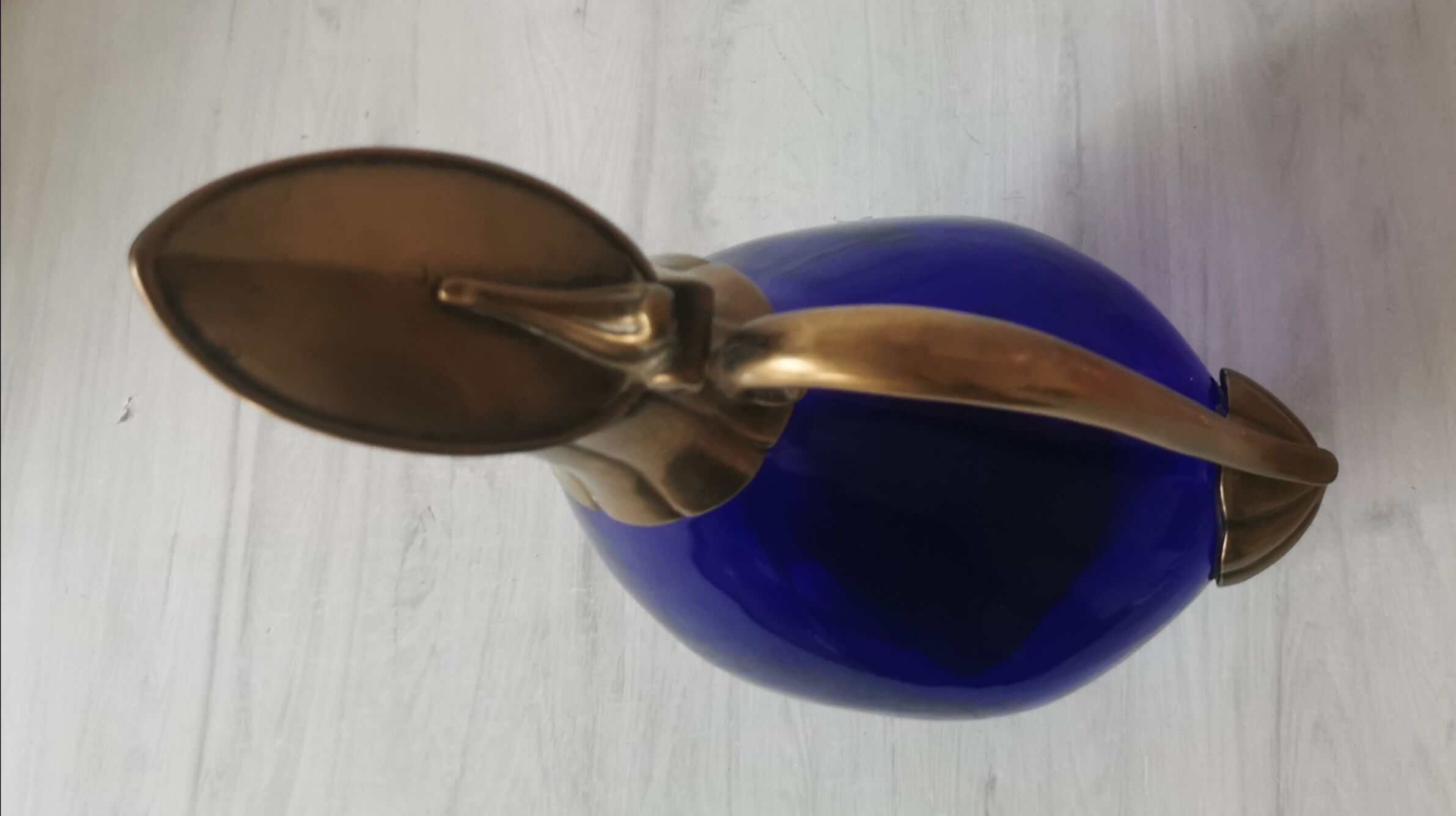 Glass and brass decanter