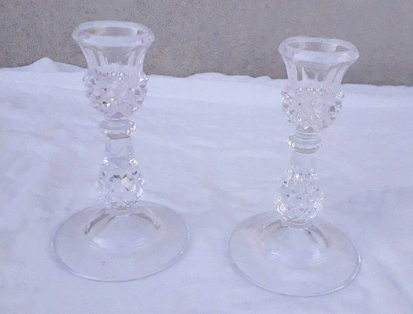 Pair of crystal candlesticks