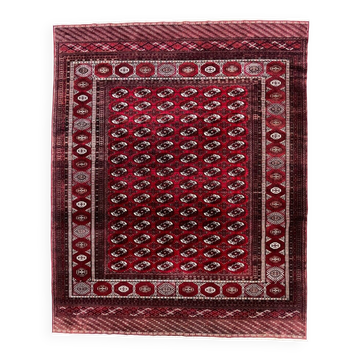 Antique Turkmen Tekke main carpet, 302x245 cm Turkoman Bokhara red black 2504