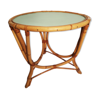 Table basse rotin vintage 60