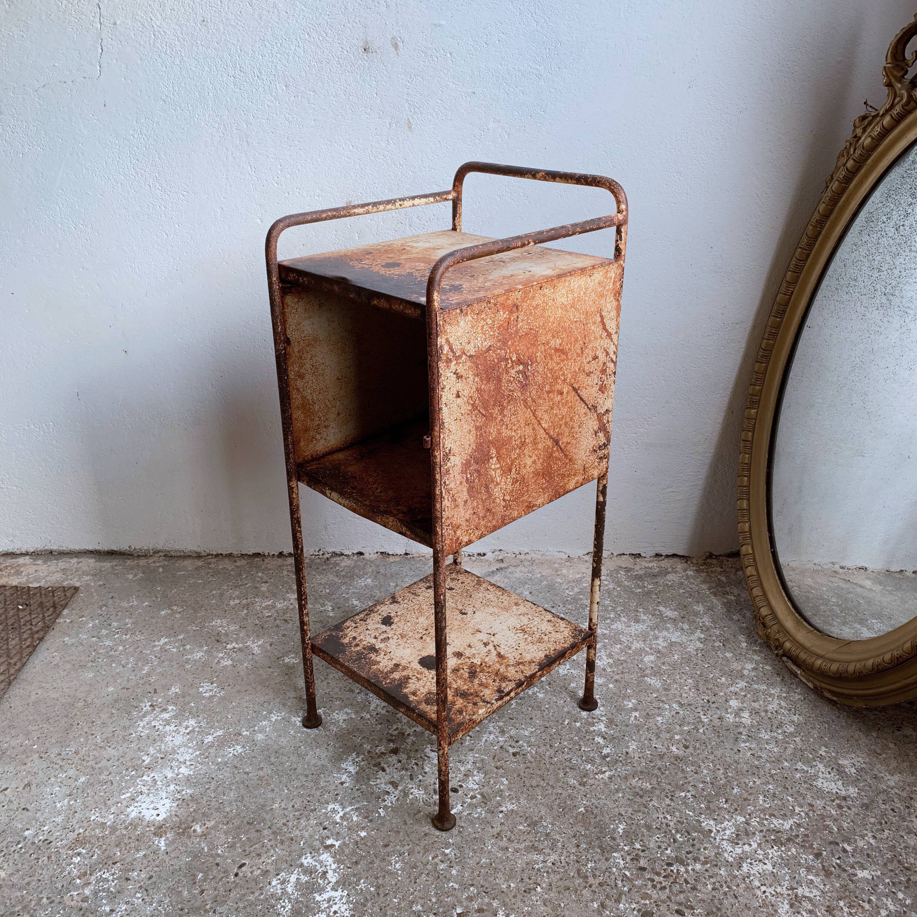 Former hospital bedside table late 19th century early 20th century in metal