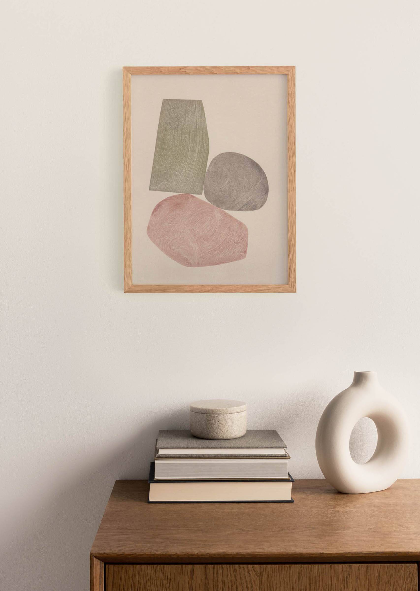 Painting on paper - abstract illustration "pebbles" signed eawy