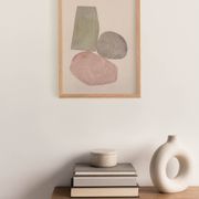 Peinture sur papier - illustration abstraite "galets" signée eawy