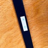 Pair of wooden and black metal chairs